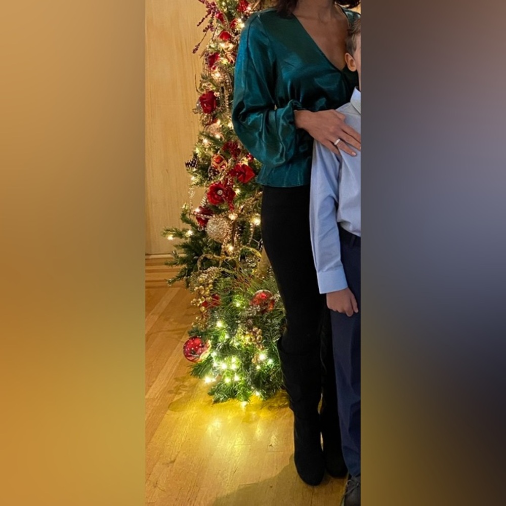 Guess Emerald Satin Wrap Blouse
